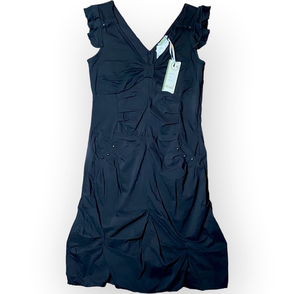 NWT Dolcezza Stretch Sleeveless Black Midi Dress Size Large - Picture 2 of 11